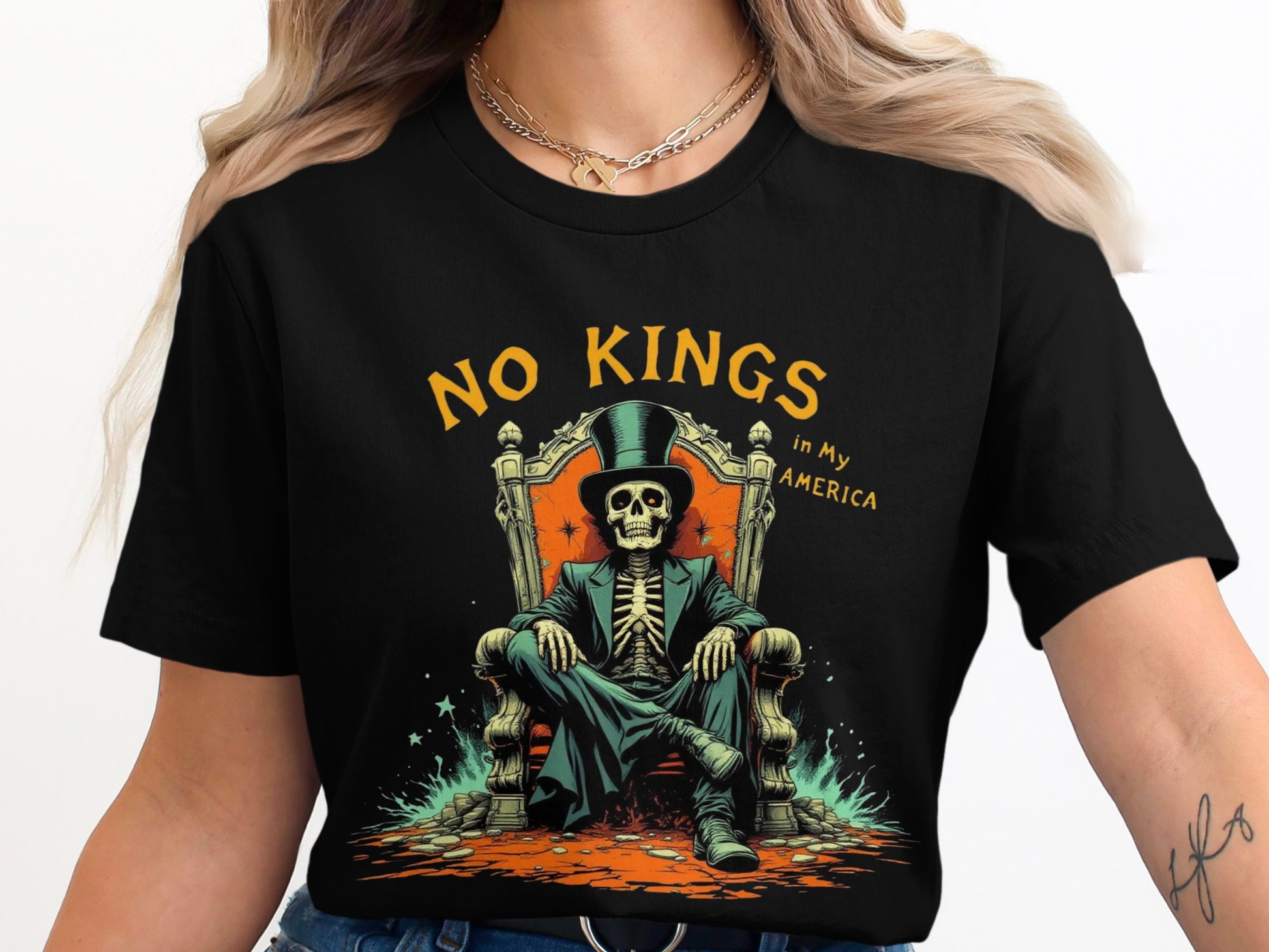 No Kings in My America Skeleton Graphic Tee product
