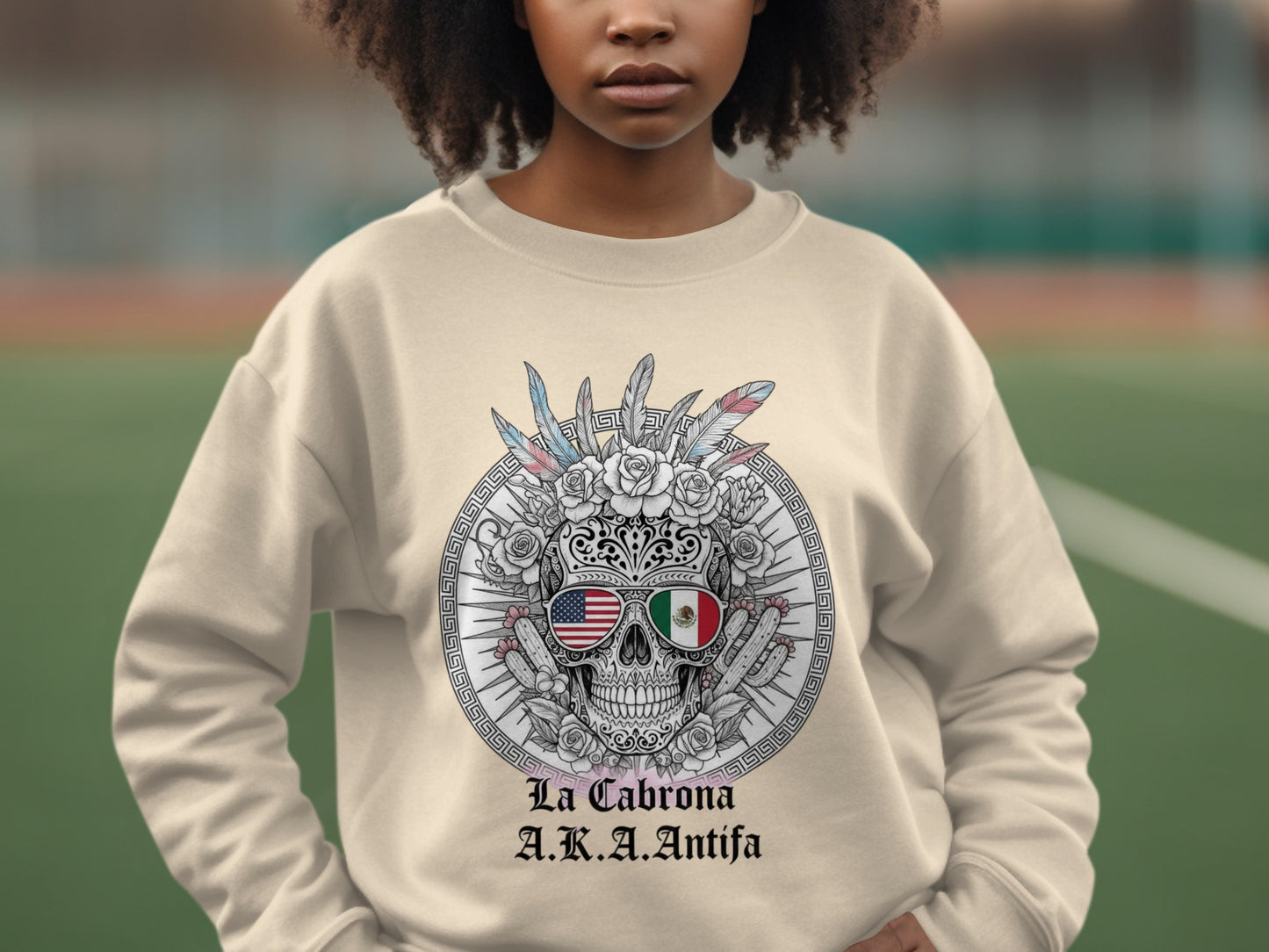 La Cabrona A.K.A. Antifa Skull Design Sweatshirt