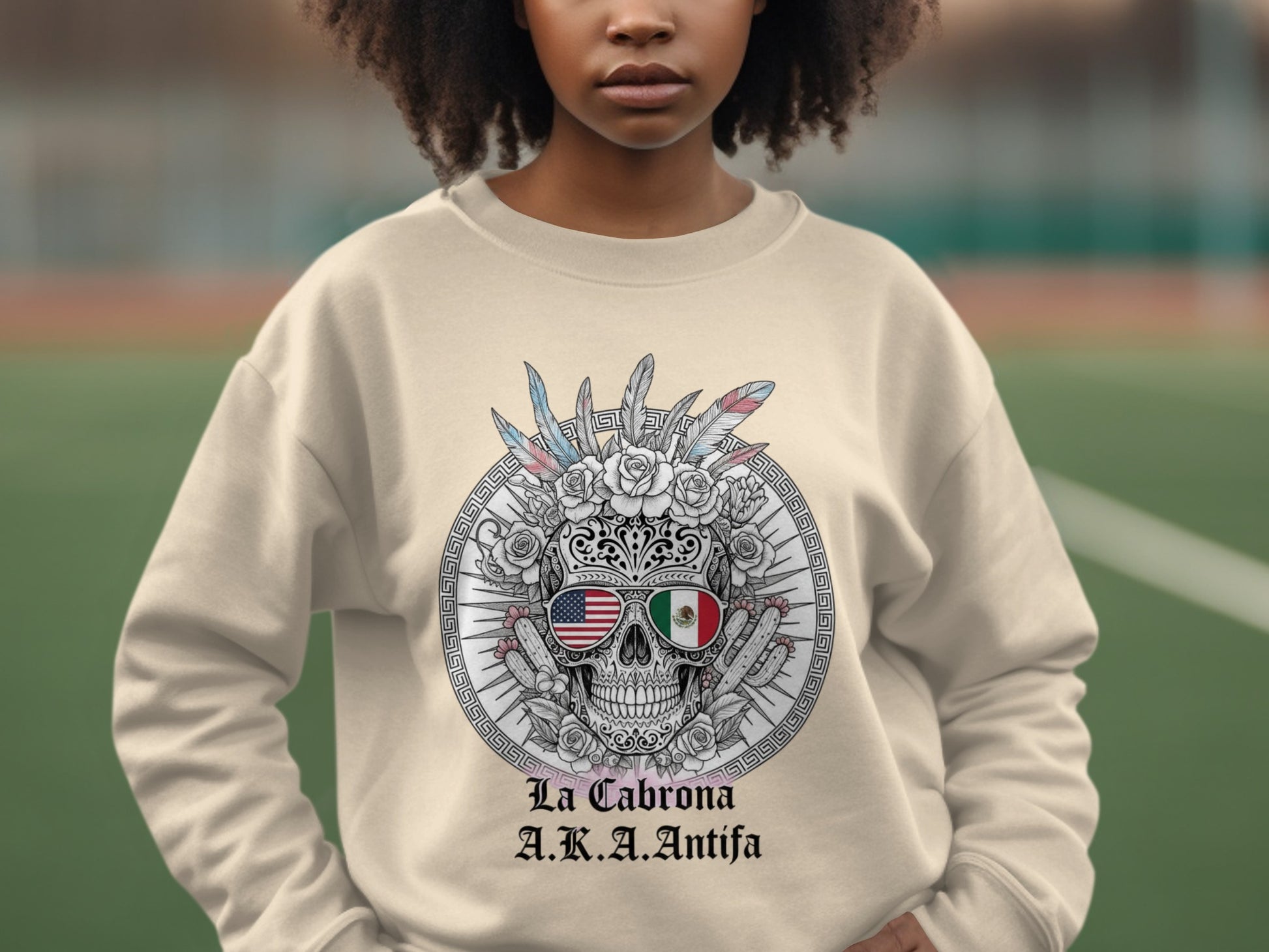 La Cabrona A.K.A. Antifa Skull Design Sweatshirt