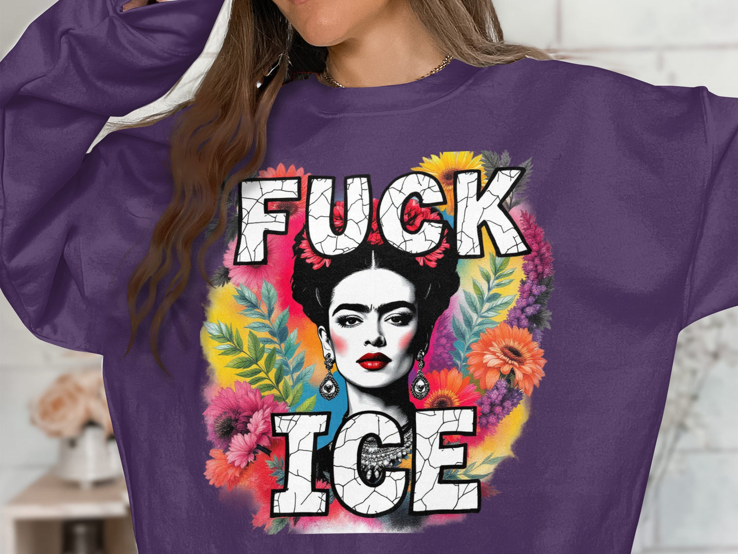 Bold Colorful Graphic Top with Floral and Message Design