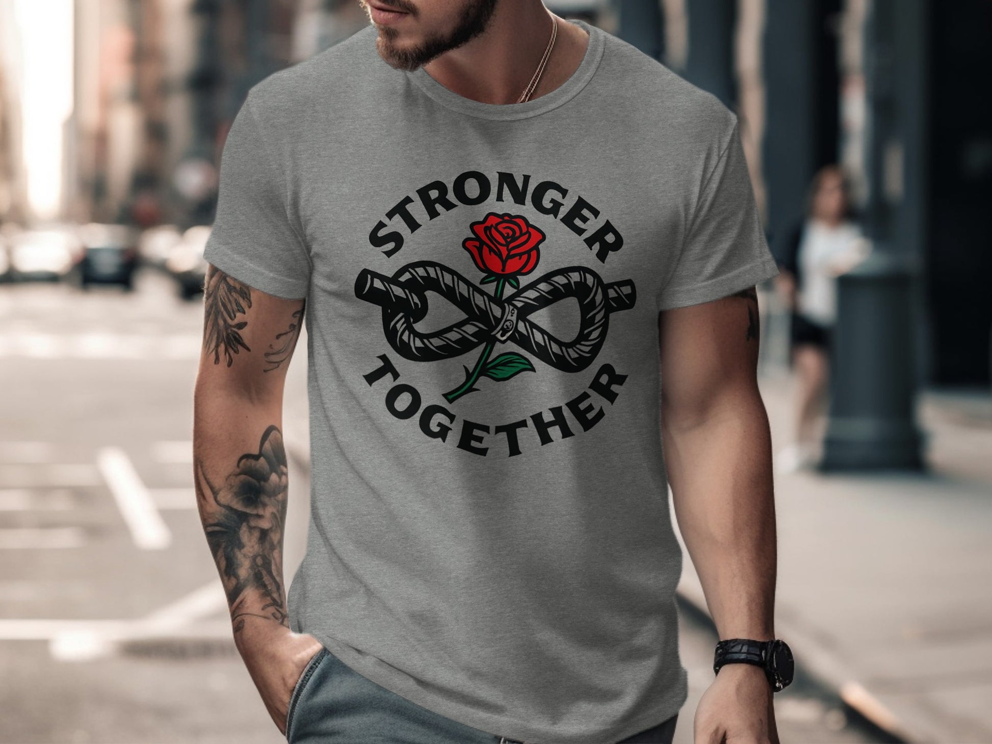 Stronger Together Rose and Rope T-Shirt Design