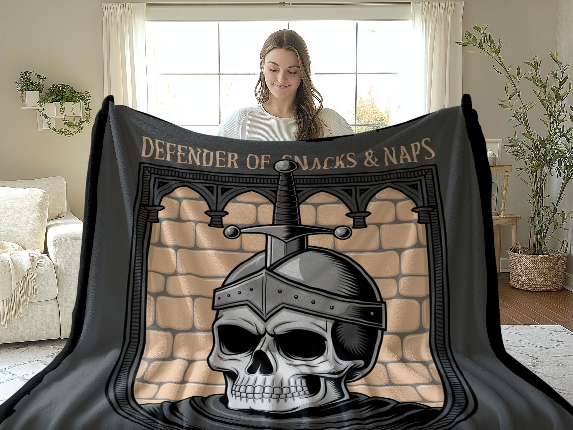 Defender of Snacks and Naps Skull Blanket product