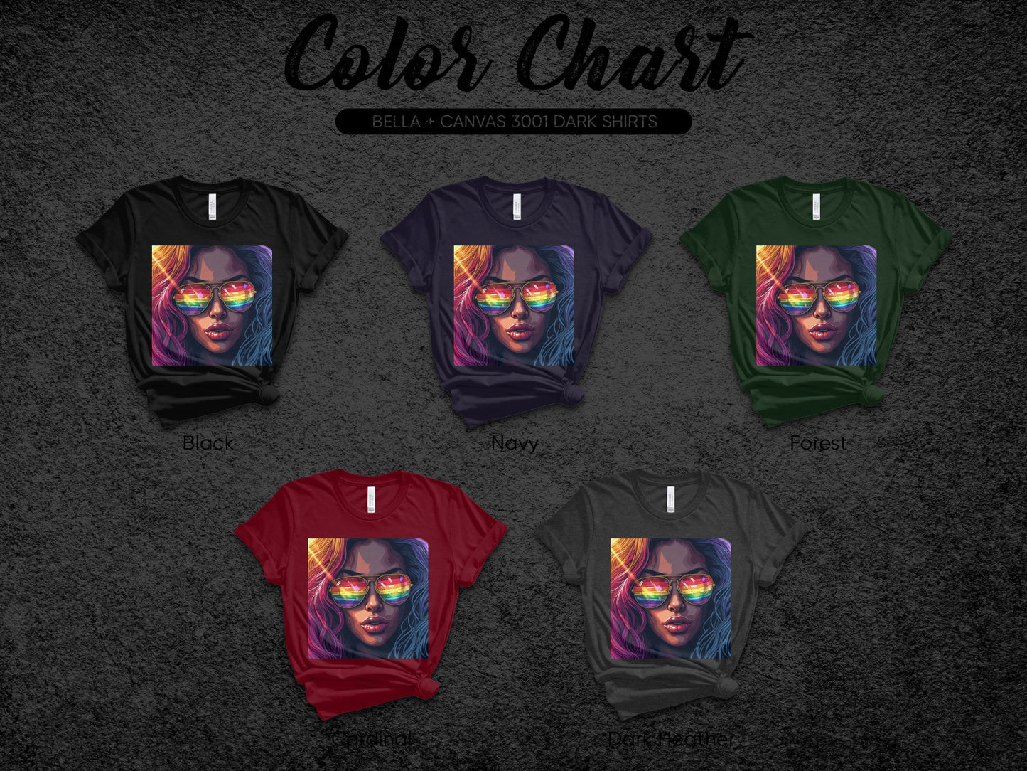 Vibrant Rainbow Sunglasses Artwork Printed T-shirt product type
