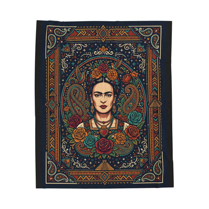 Frida Kahlo Blankets, Mexican Folk Art Floral Throw, Vibrant Iconic Artist Blanket, Cultural Decor, Aztec Paisley Home Blankets