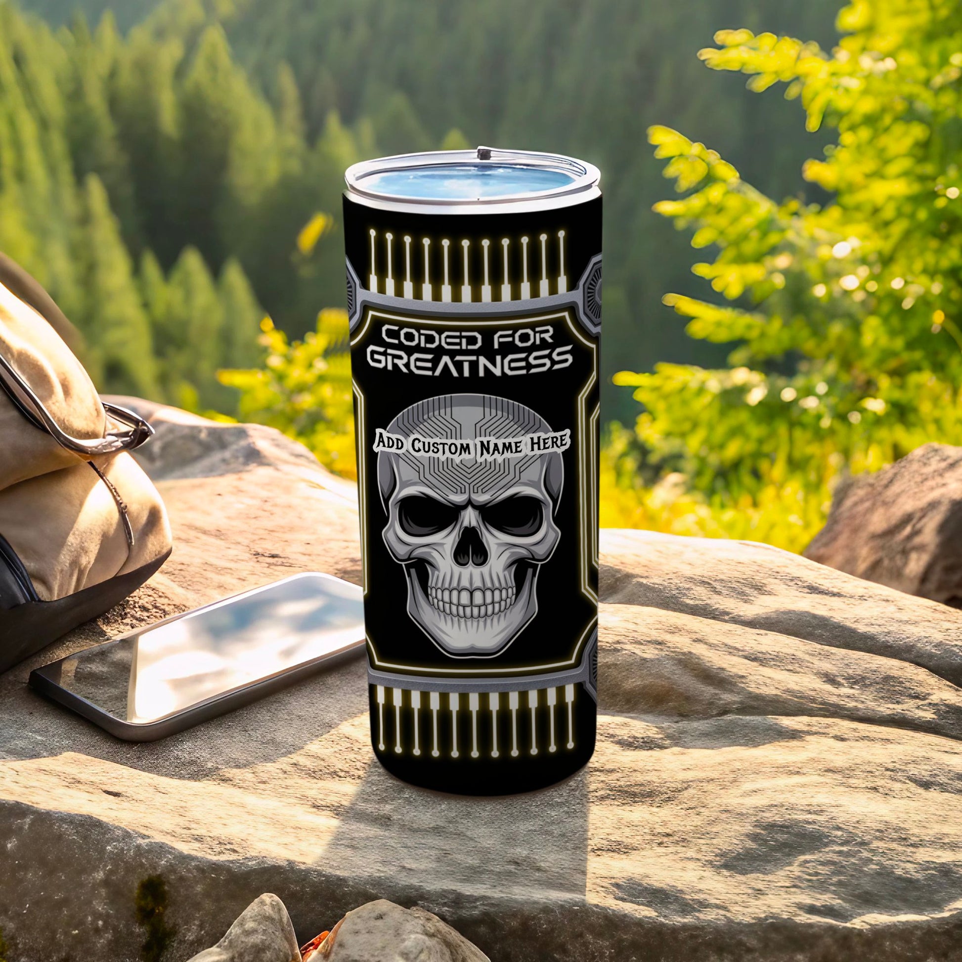 Coded For Greatness Custom Skull Tumbler product