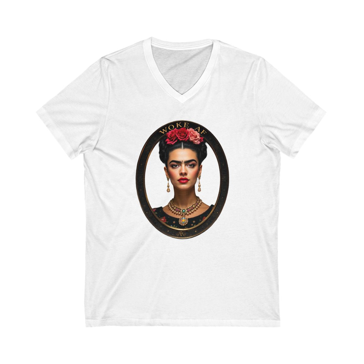 Woke AF Frida Portrait V-Neck Short Sleeve T-shirt product