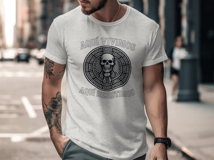 Aquí Vivimos Aquí Resistimos Skull Graphic T-Shirt product type