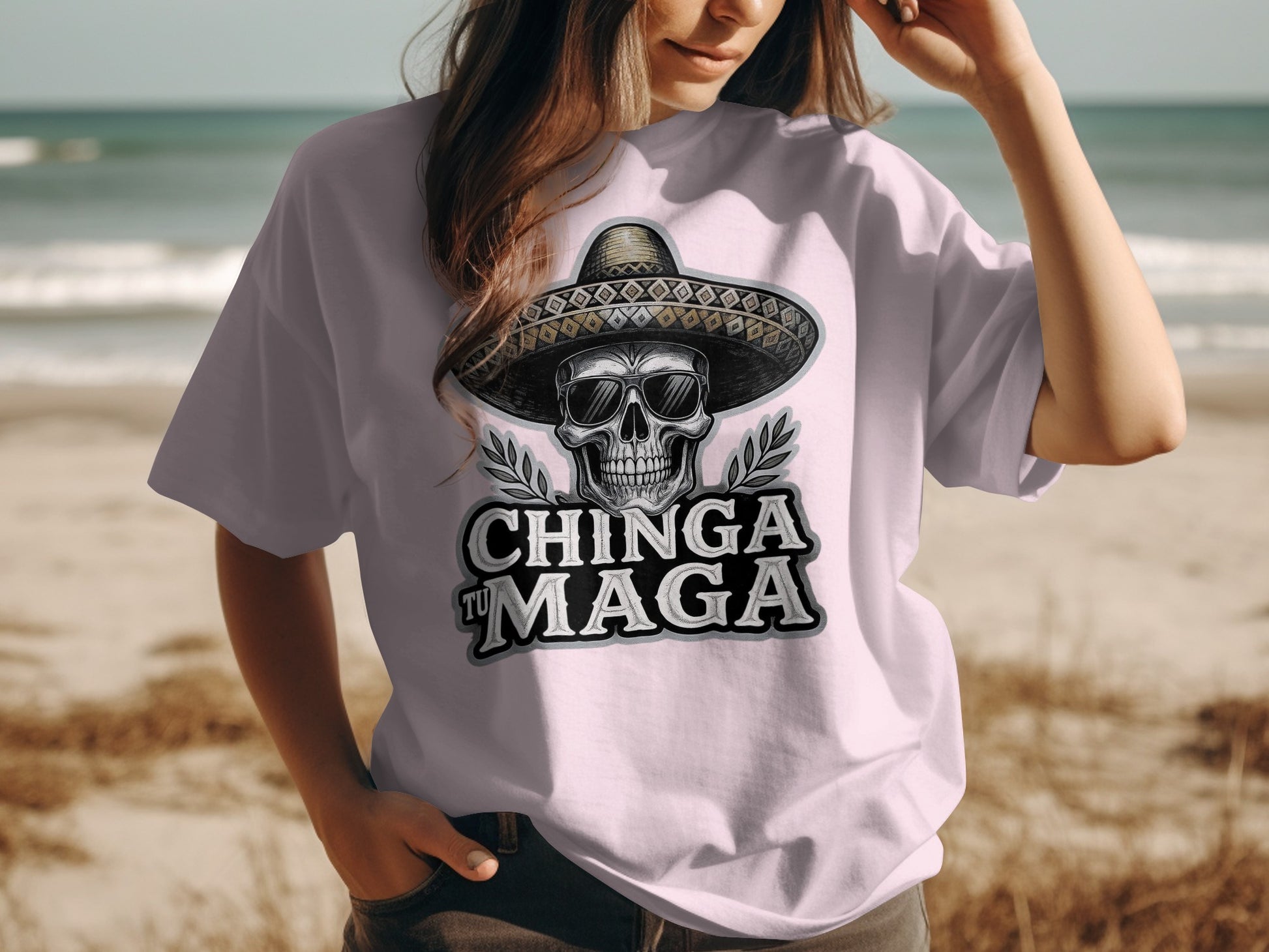 Chinga Tu Maga Skull Graphic Tee Casual Wear product