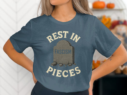 Rest in Pieces Fascism Tombstone Graphic T-Shirt Product
