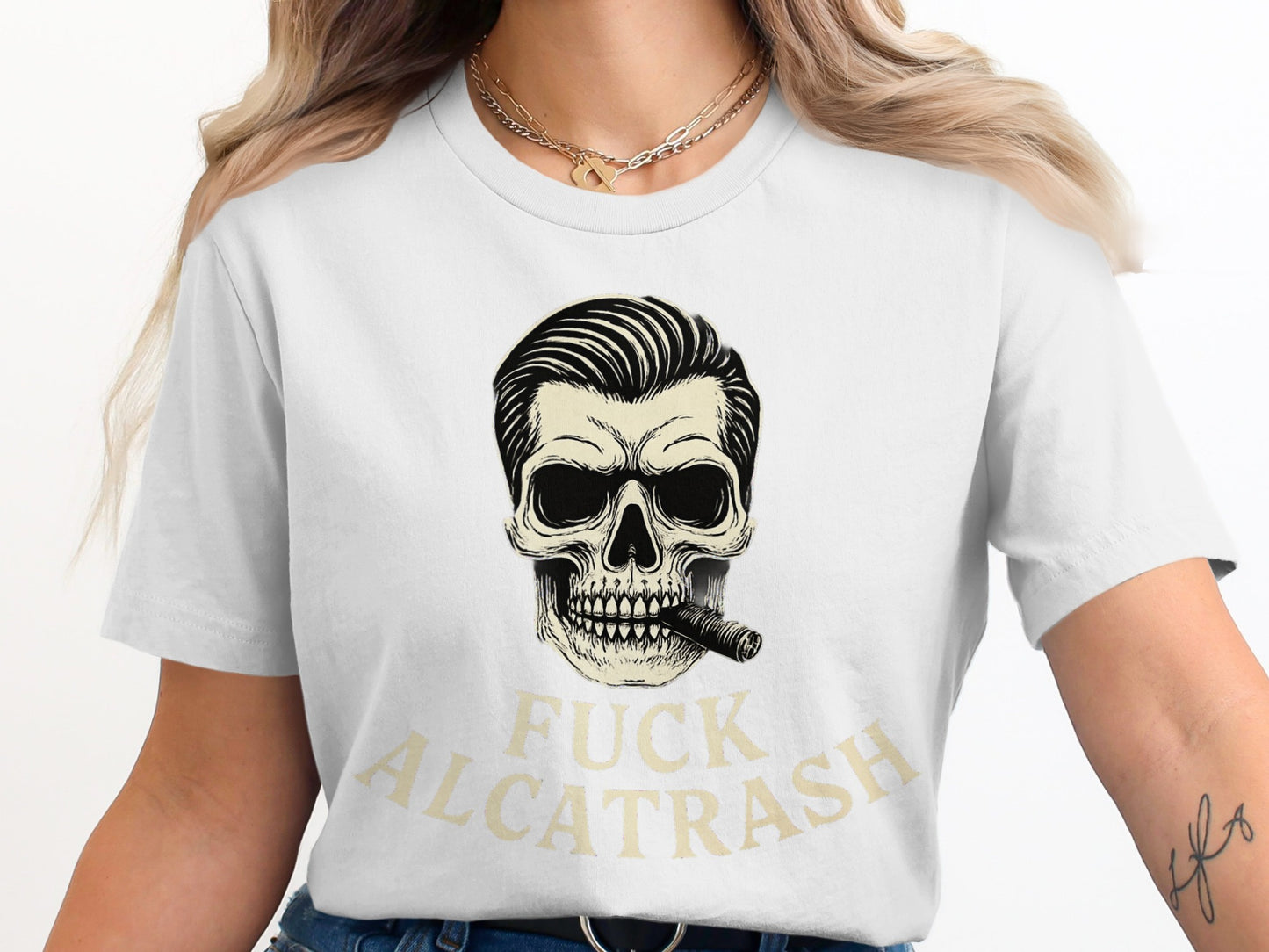 Fuck Alcatrash Skull Cigarette Graphic T-Shirt product