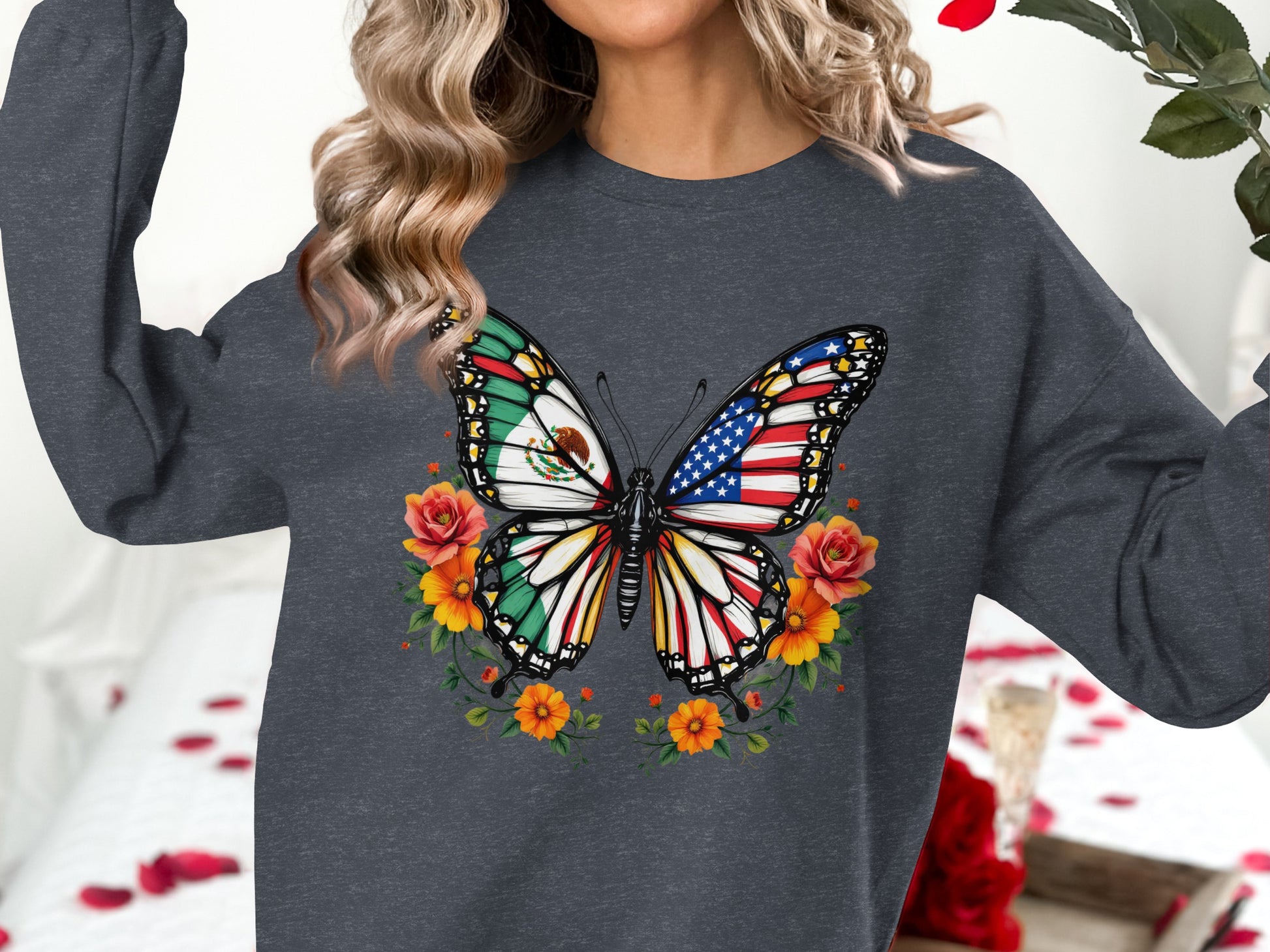 Colorful Butterfly Graphic Long Sleeve Sweatshirt product