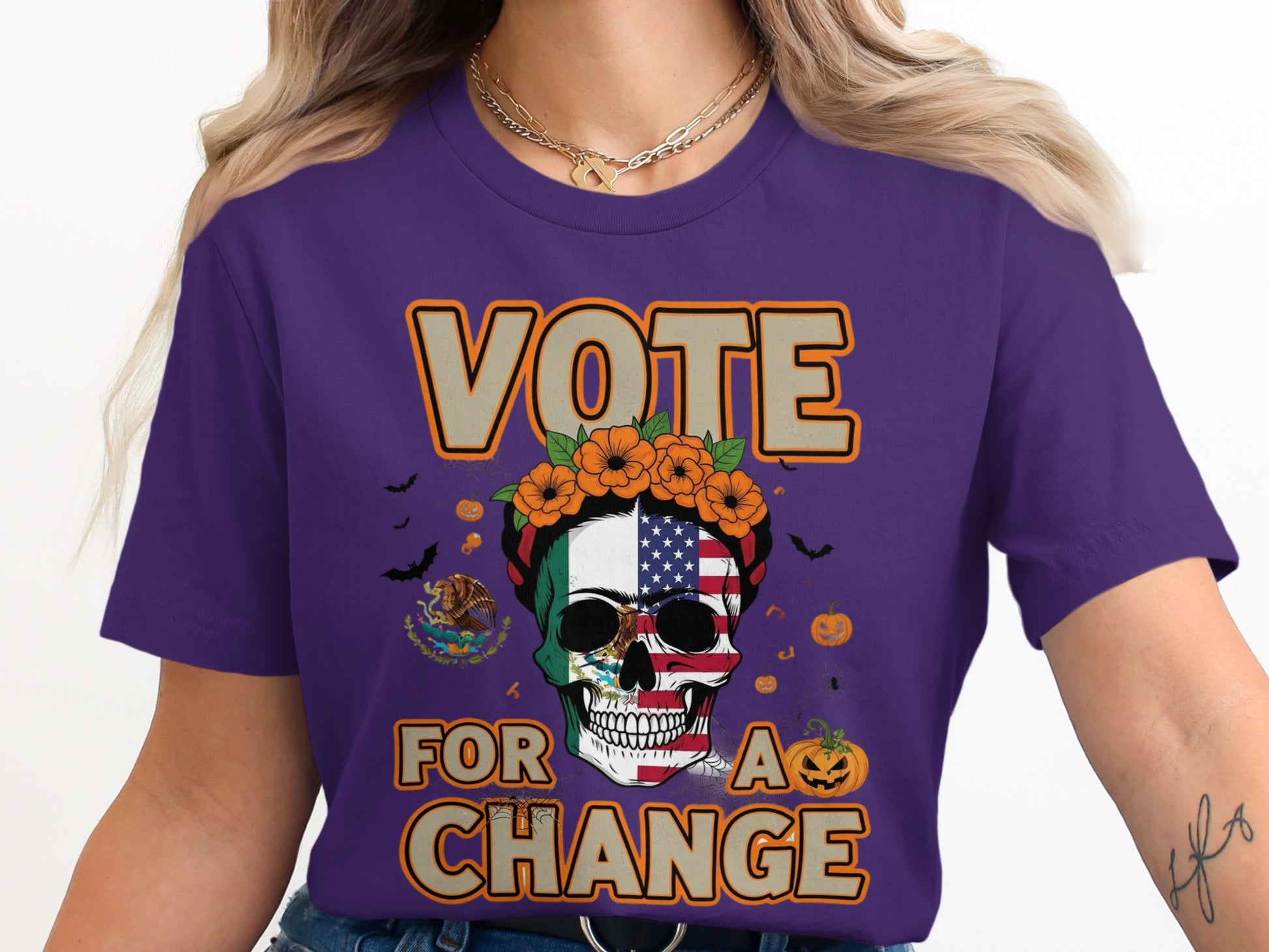 Vote For A Change Skull Halloween T-Shirt product type