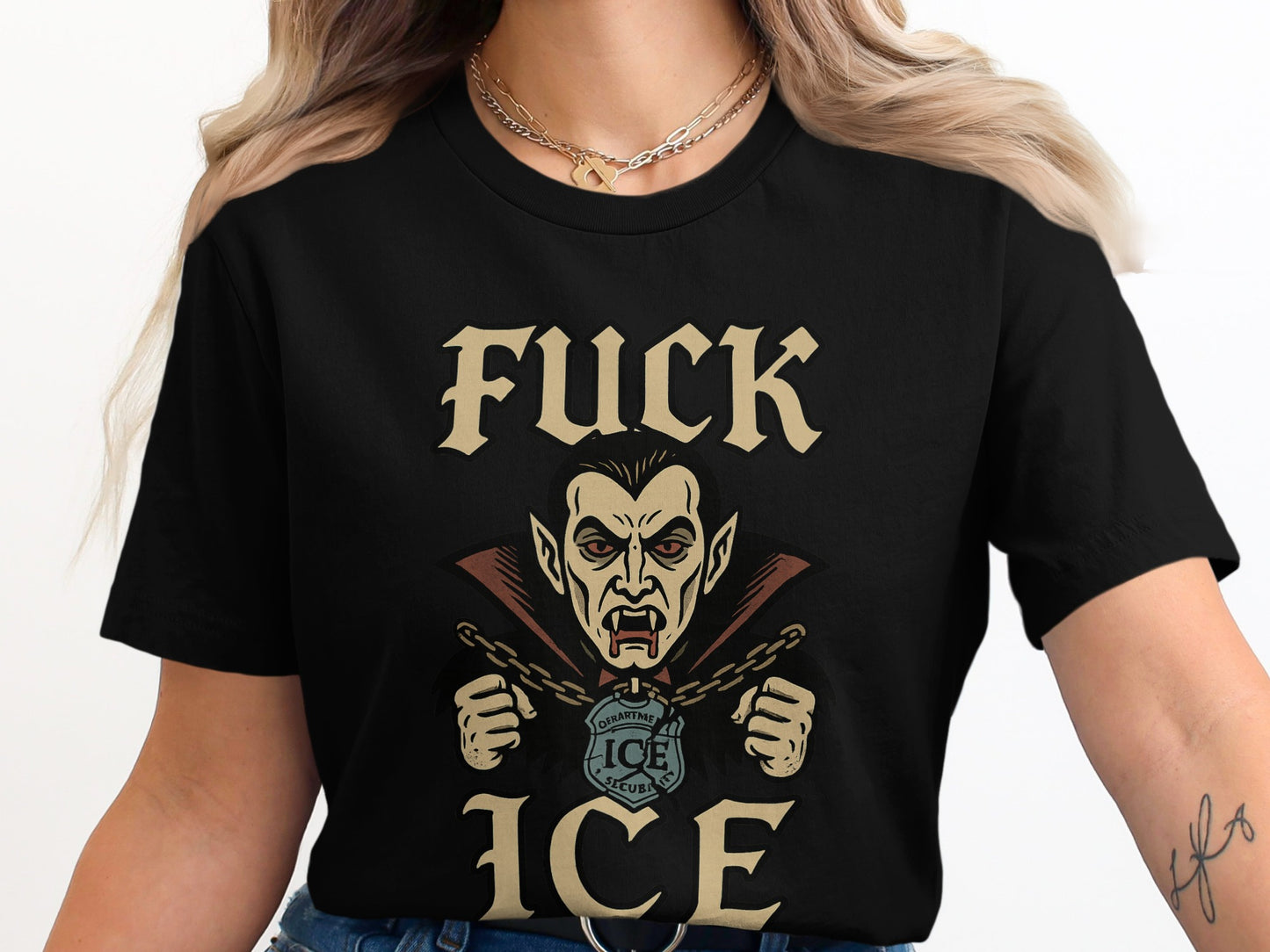 Bold Graphic Anti-ICE Statement Vampire Shirt product