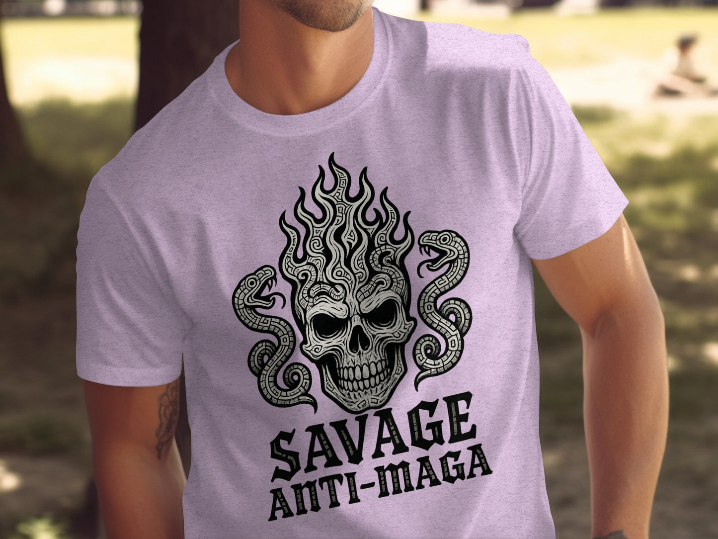 Savage Anti-MAGA Skull with Snakes T-shirt