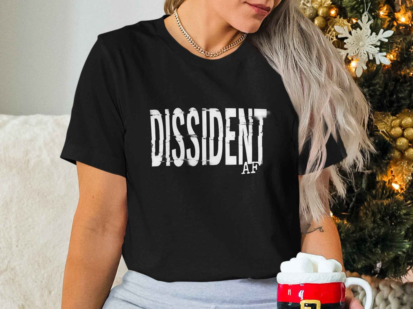DISSIDENT AF T-Shirts, Glitch Text Design, Rebel Statement Apparel, Anti-Conformist Tee, Bold Slogan Top, Grunge Aesthetic, Protest Vibe