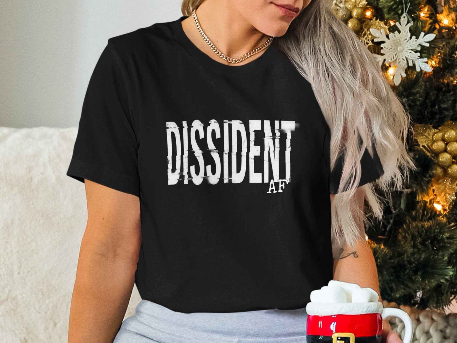 DISSIDENT AF T-Shirts, Glitch Text Design, Rebel Statement Apparel, Anti-Conformist Tee, Bold Slogan Top, Grunge Aesthetic, Protest Vibe