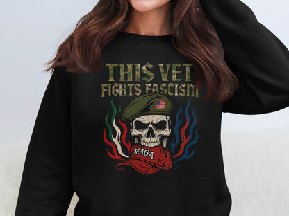 This Vet Fights Fascism Graphic Sweatshirt Product