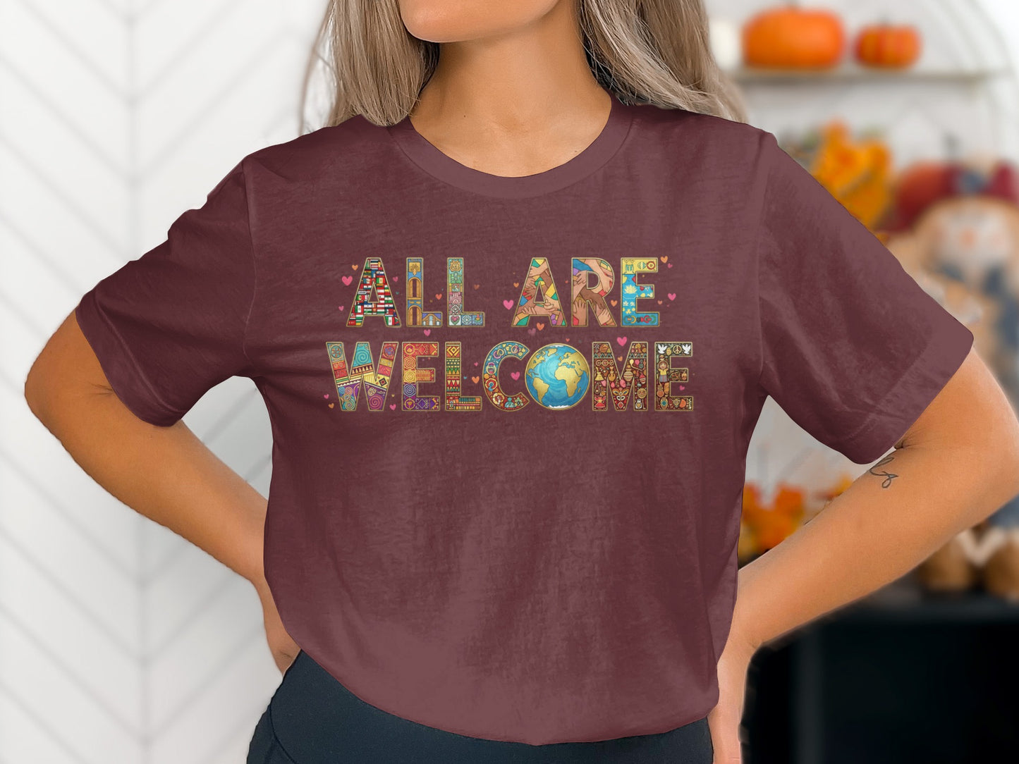 All Are Welcome Earth Graphic T-Shirt
