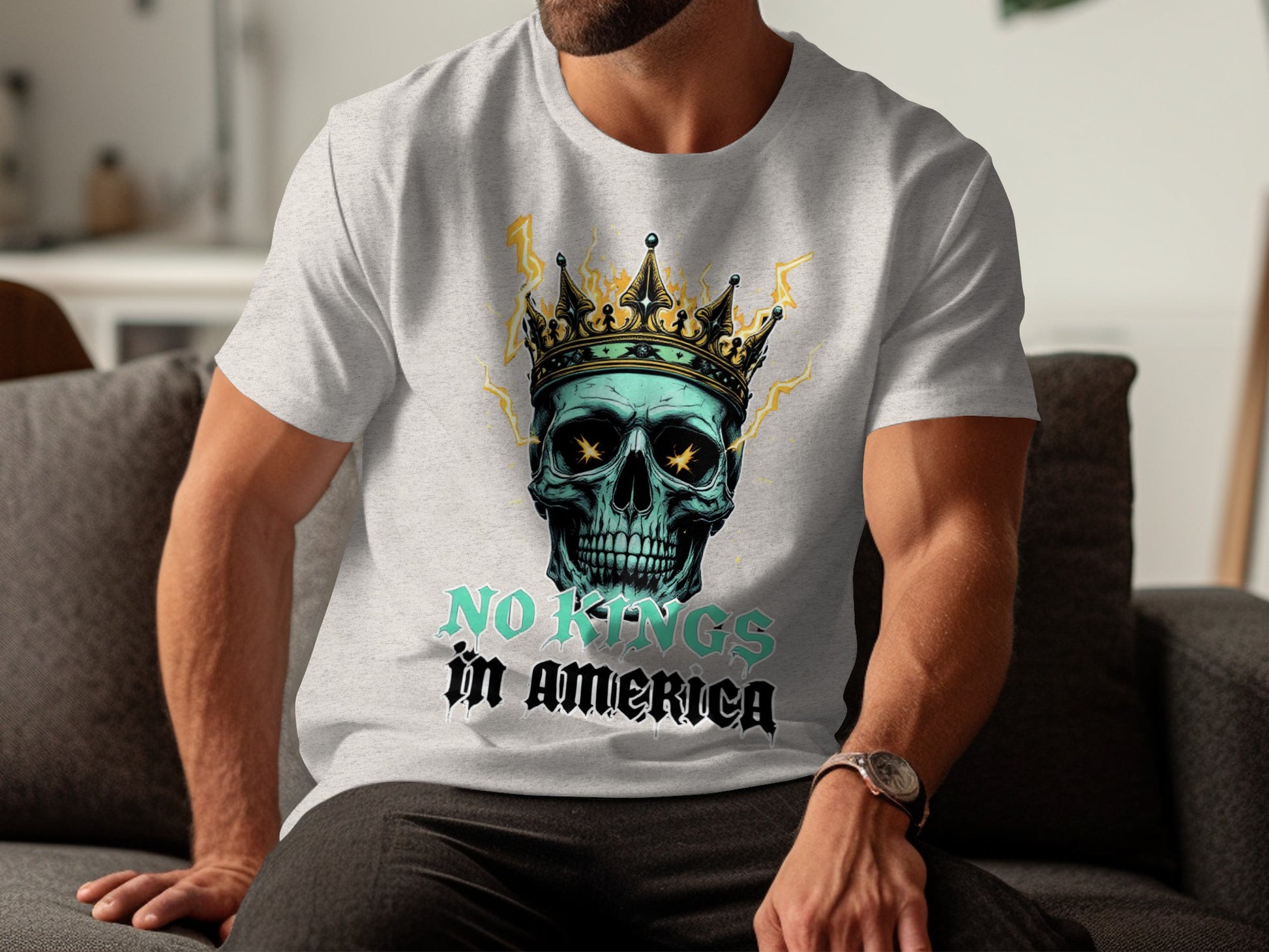 No Kings In America Skull Design Men's T-Shirt product type