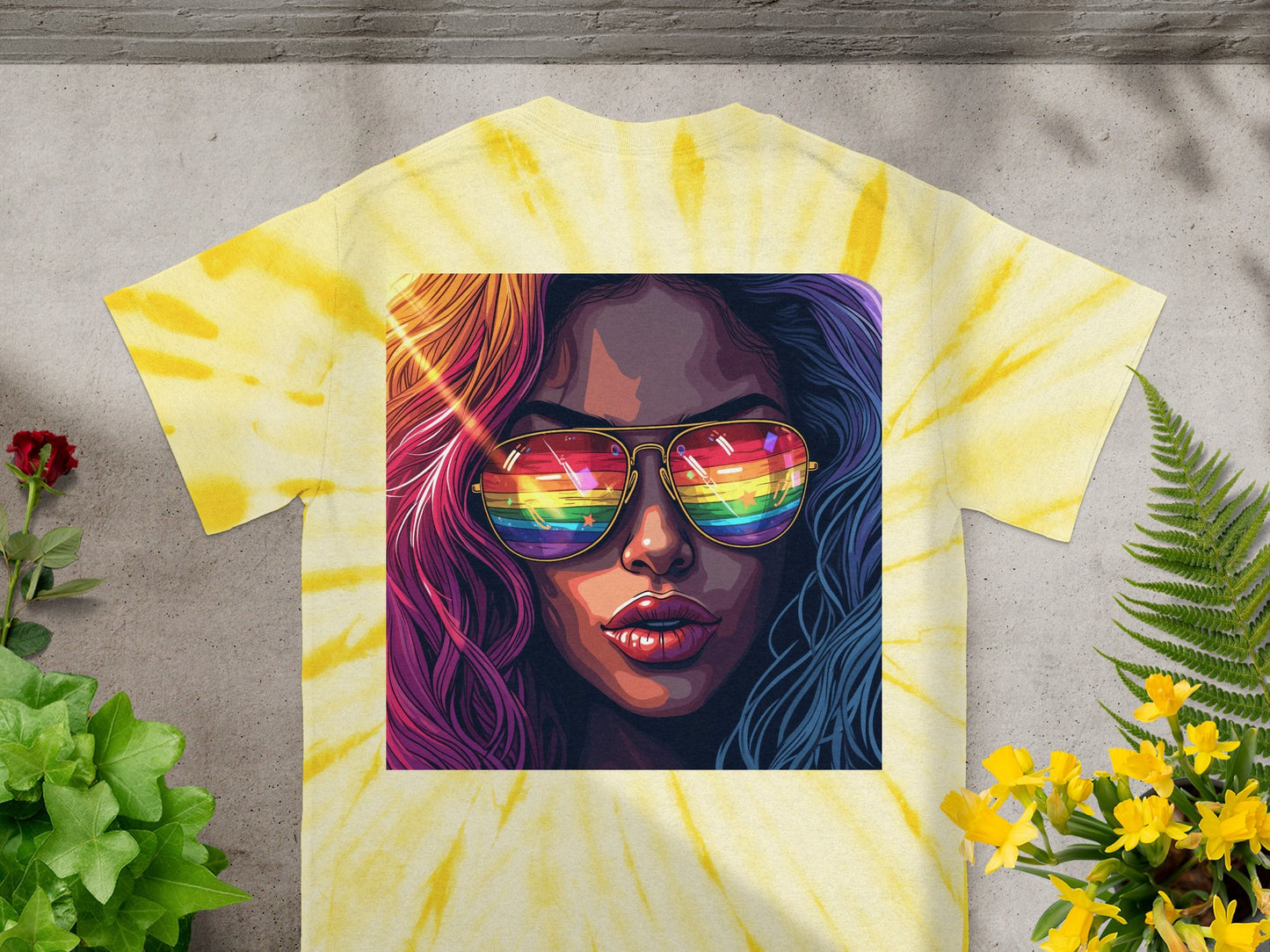 Vibrant Reflective Glasses Design on T-shirt product type