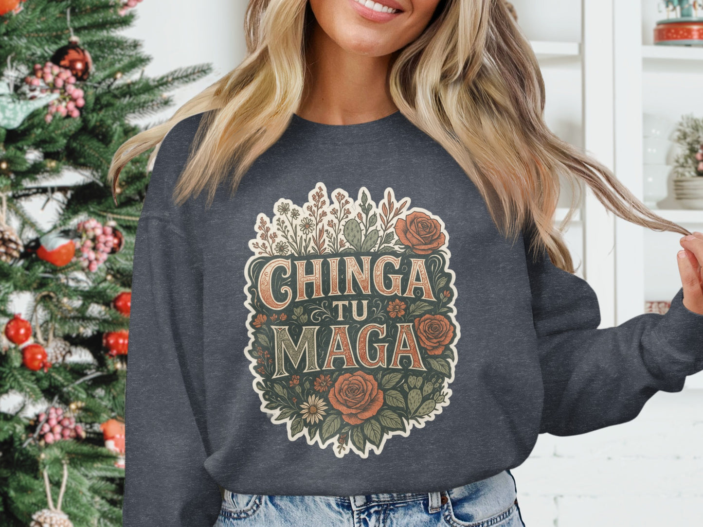 Chinga Tu Maga Floral Pullover Sweater product type