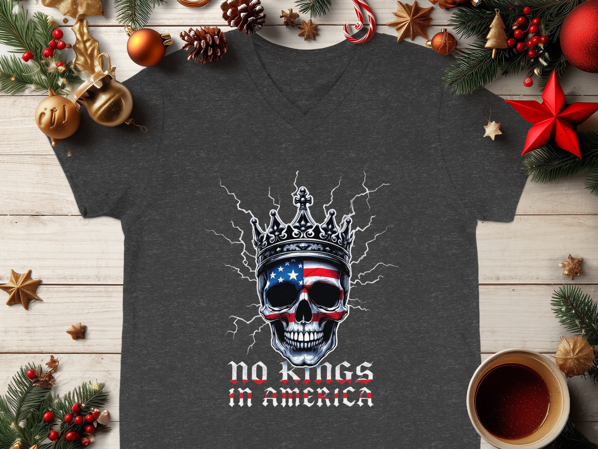 No Kings in America Skull Graphic T-Shirt