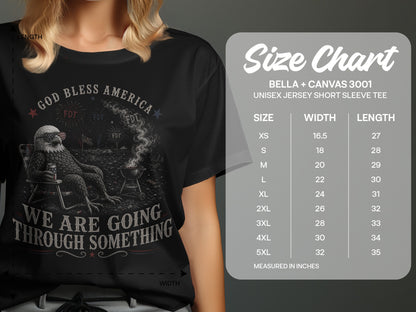 T-shirt with eagle, grill, and "God Bless America" text.
