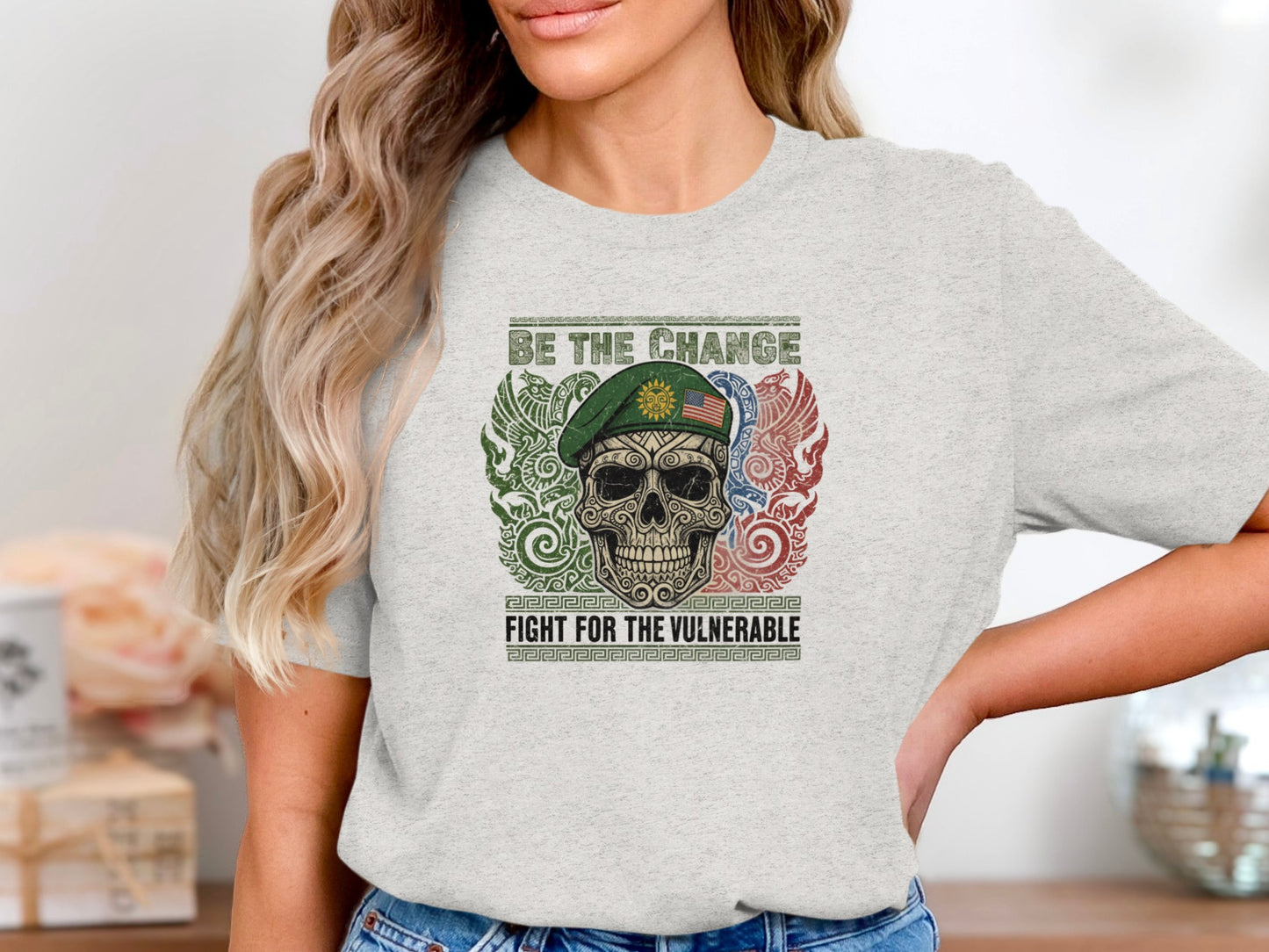 Be The Change Skull Graphic Fight For The Vulnerable Shirt