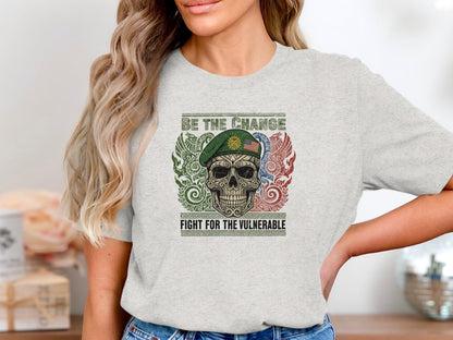 Be The Change Skull Graphic Fight For The Vulnerable Shirt