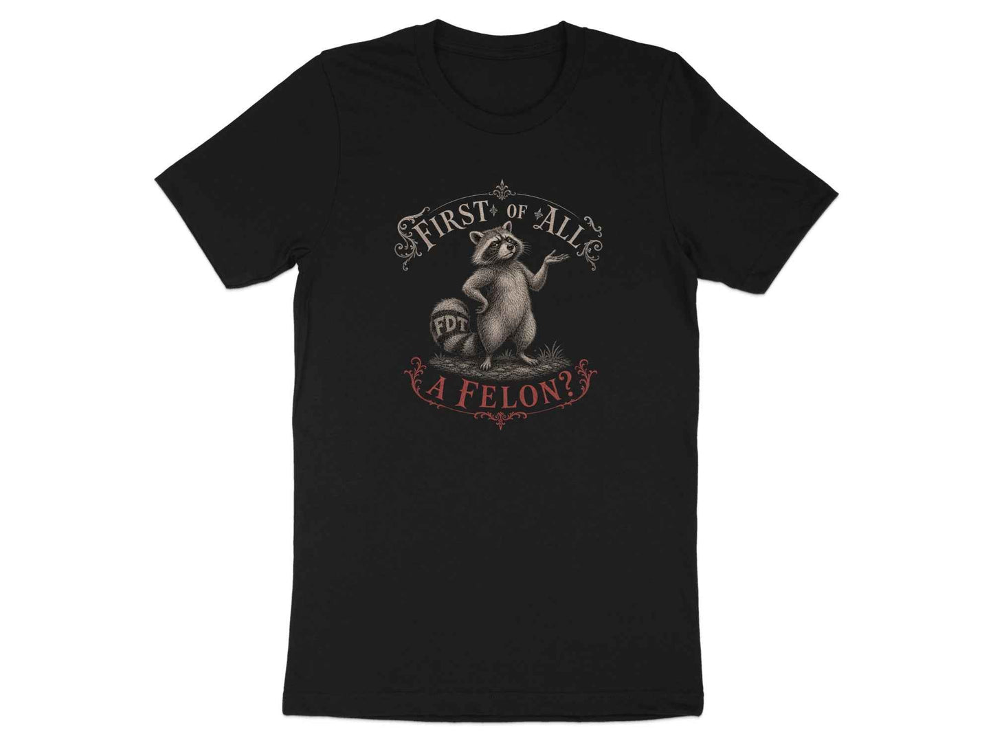 First Of All? Raccoon Satire T-Shirt