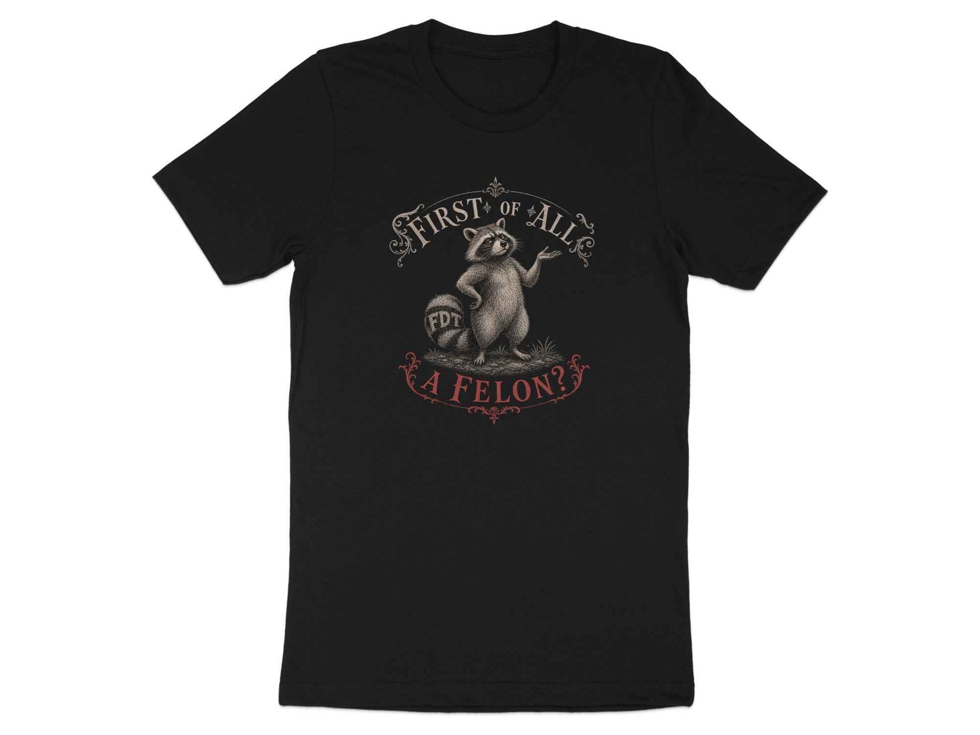 First Of All? Raccoon Satire T-Shirt