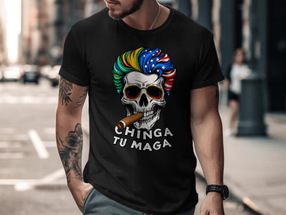 Colorful Skull with Cigar Design T-shirt product