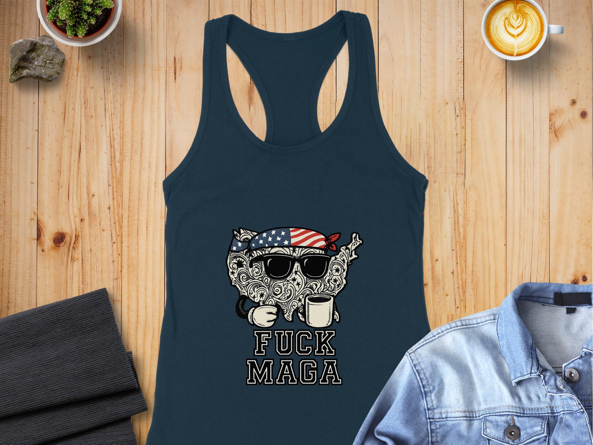Patriotic Cat Fuck MAGA Graphic Tank Top product type