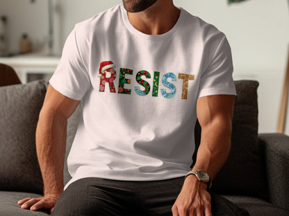 Colorful Resist Design White T-Shirt Holiday Theme