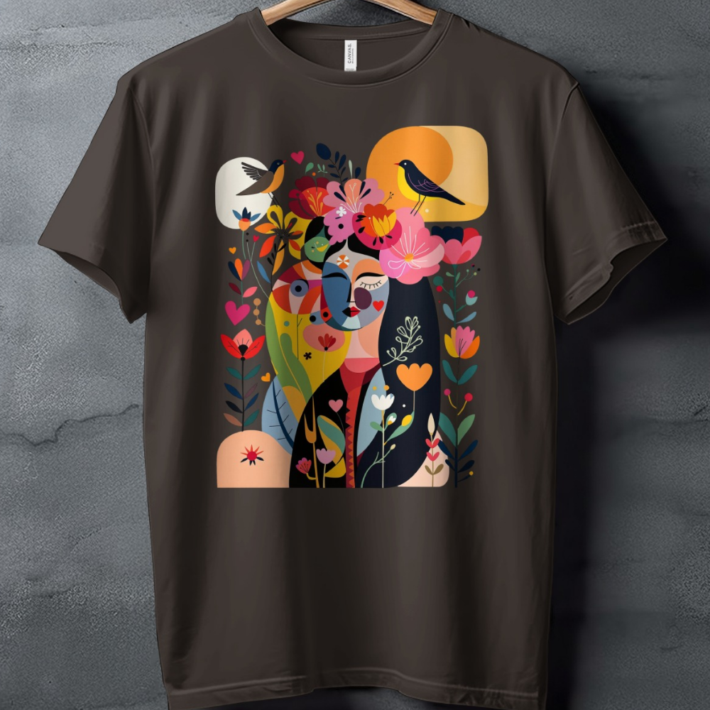 Vibrant Colorful Abstract Floral Woman Birds Art product type