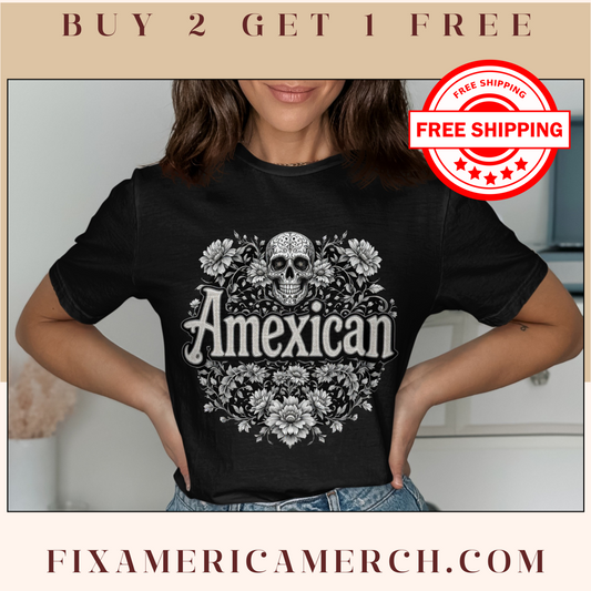 Buy 2 Get 1 Free Amexican Print Black T-shirt Product