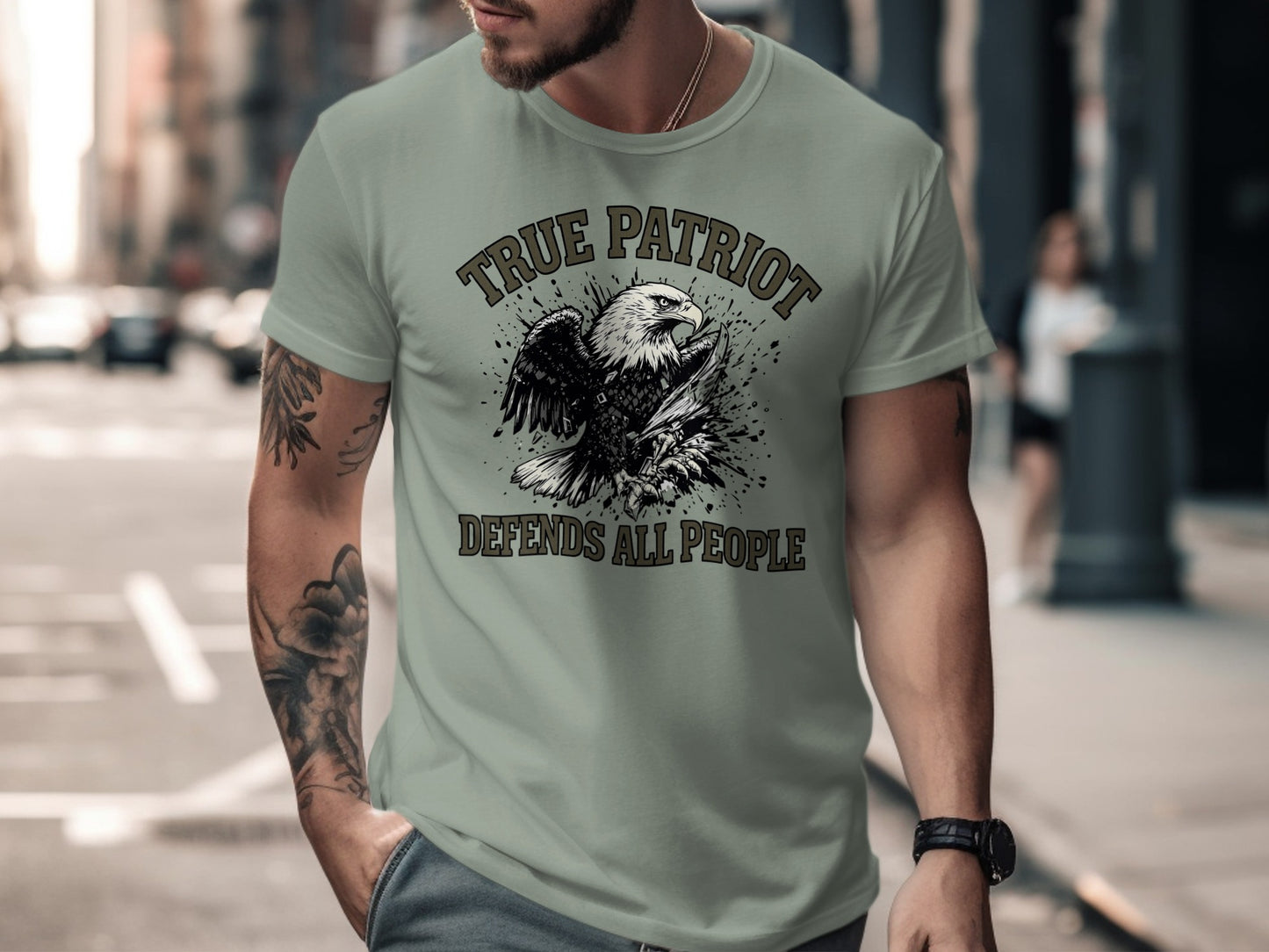 True Patriot Defends All People Graphic Tee