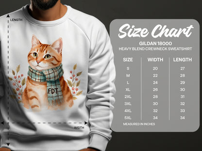 Adorable Cat with Scarf Heavy Blend Crewneck Sweatshirt