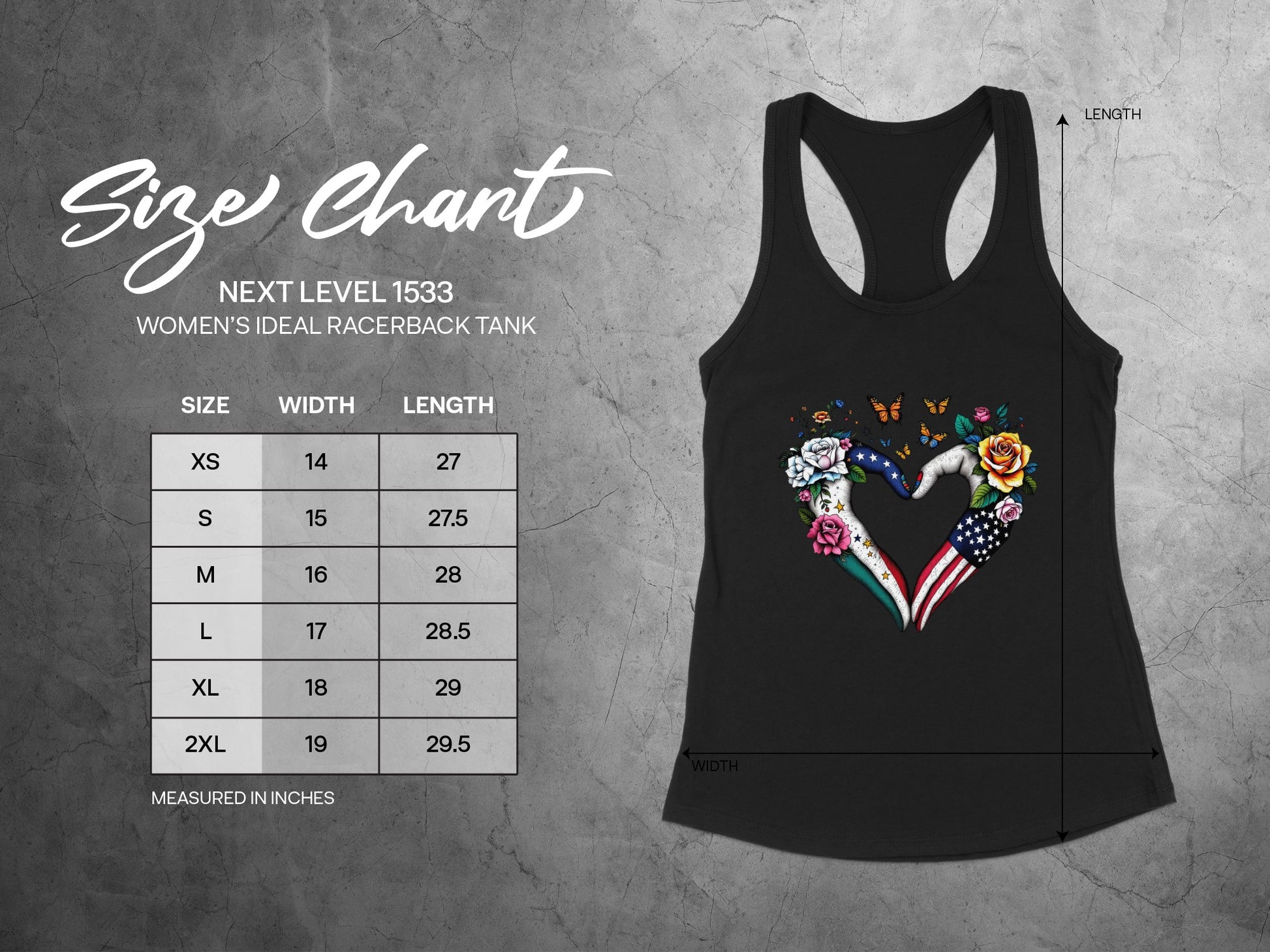 Women's Ideal Racerback Tank with Heart American Flag Design