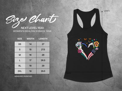 Women's Ideal Racerback Tank with Heart American Flag Design