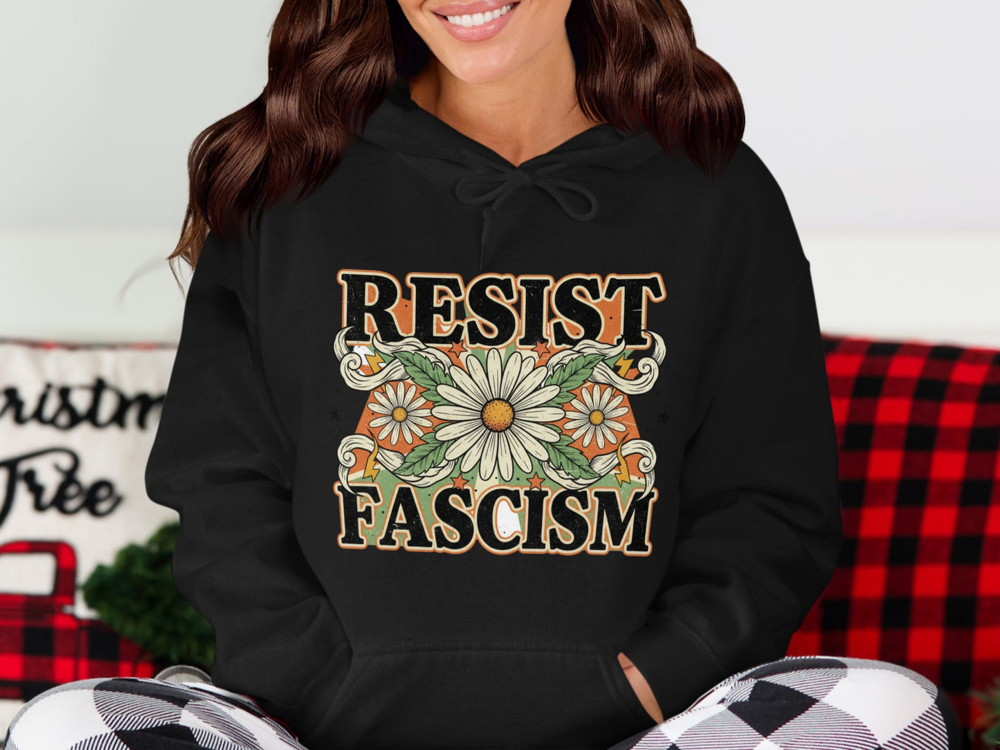 Resist Fascism Floral Graphic Hoodie product