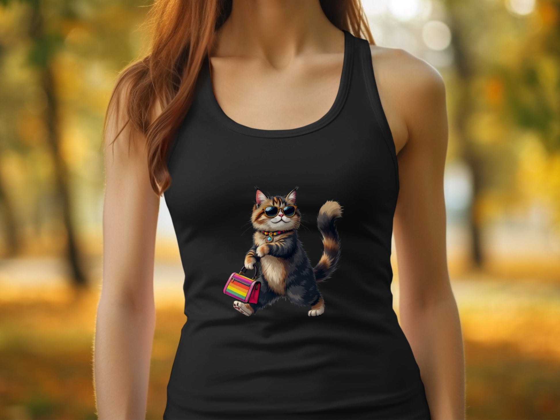 Cool Cat with Purse Printed Tank Top product