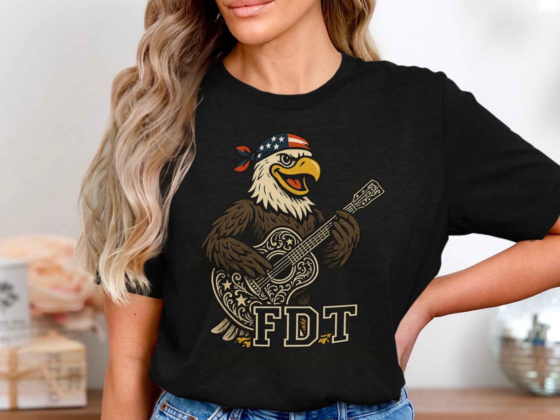 Patriotic Eagle Playing Guitar FDT Graphic T Shirt Product