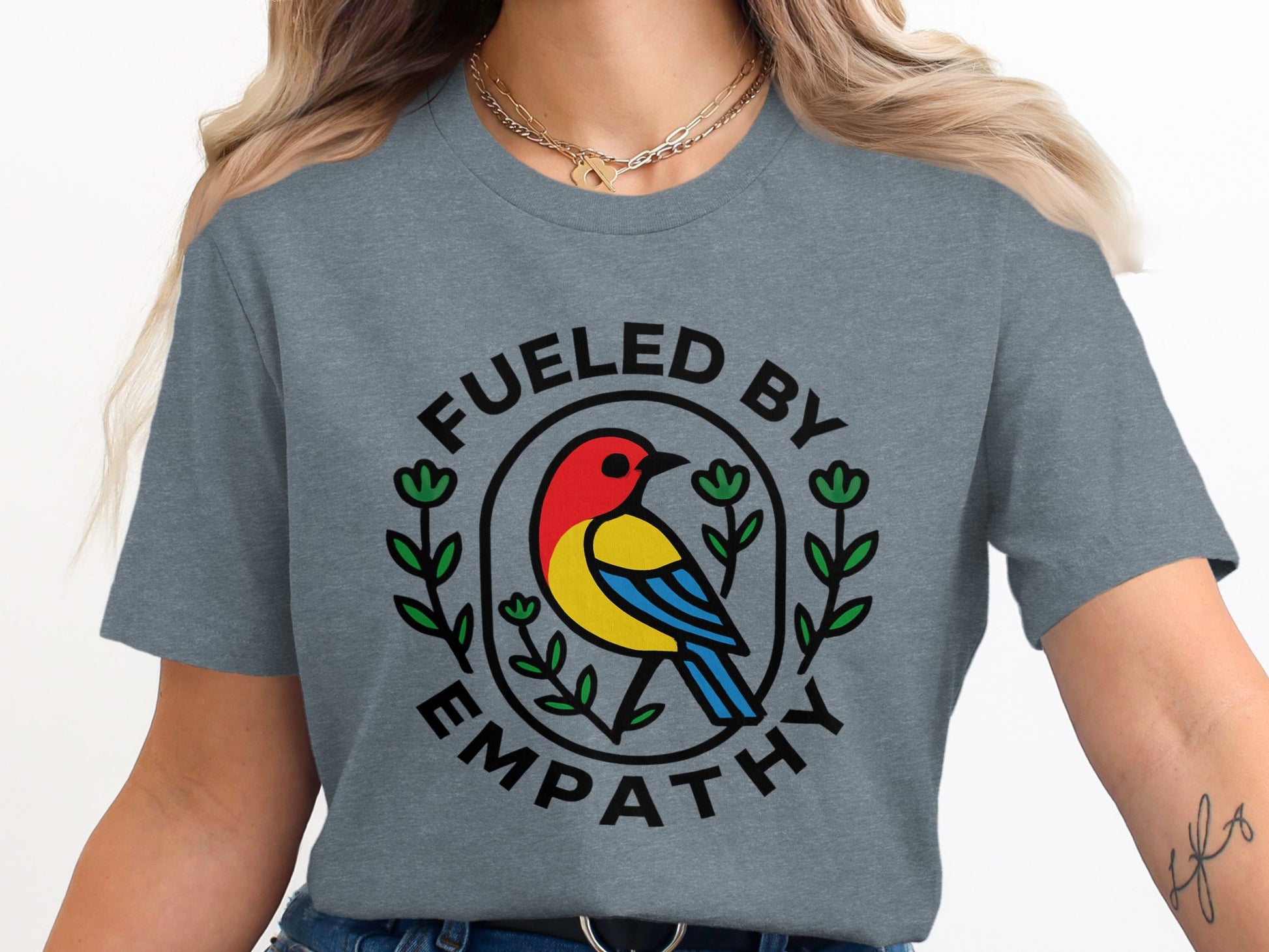 Fueled by Empathy Bird Graphic Apparel Product
