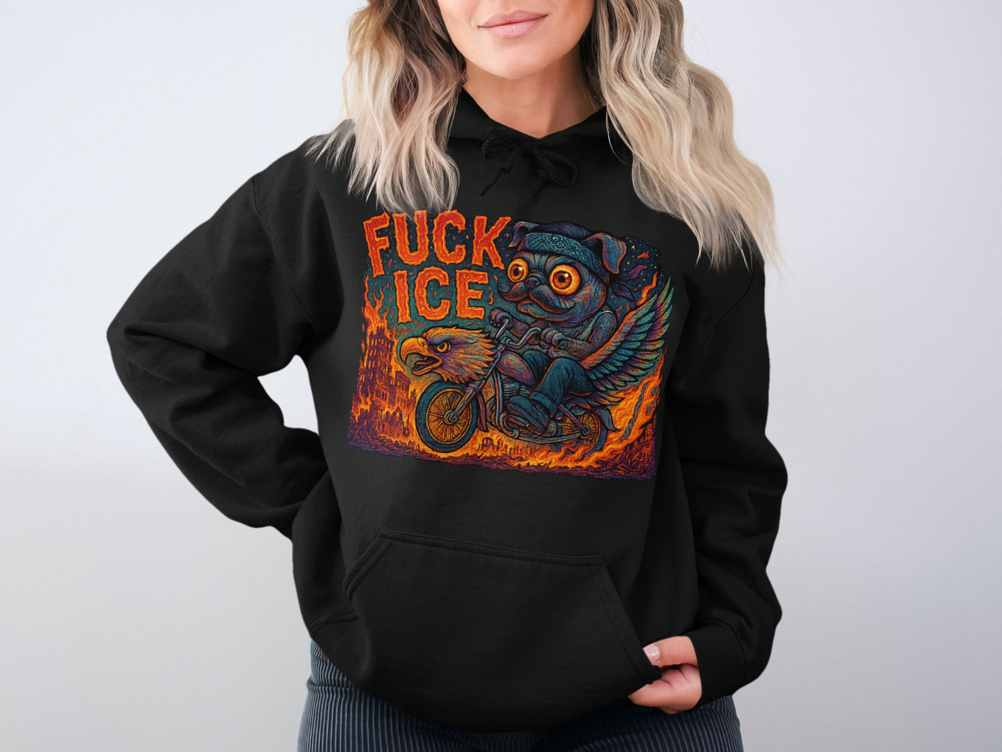 Edgy Illustrated Hoodie with Bold and Quirky Design product