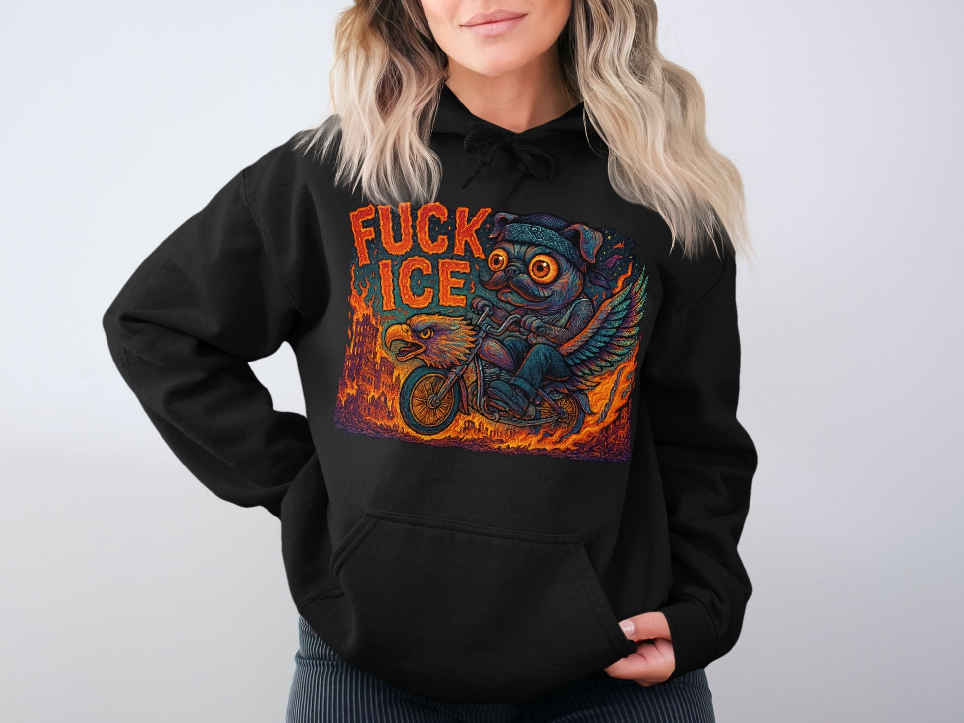 Edgy Illustrated Hoodie with Bold and Quirky Design product