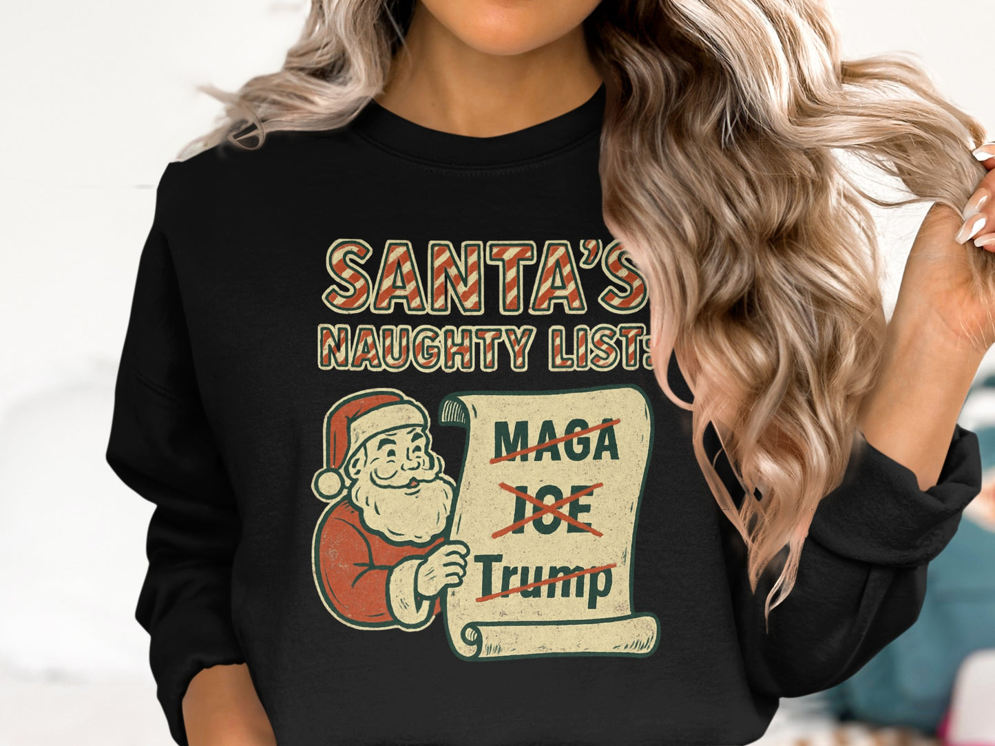 Santa's Naughty List Graphic Sweatshirt for Holidays