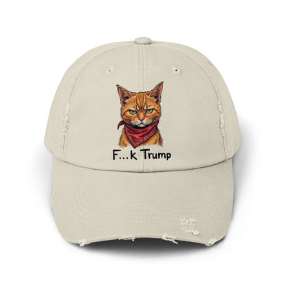 'F...k Trump Cat with Bandana Embroidered Hat product type'