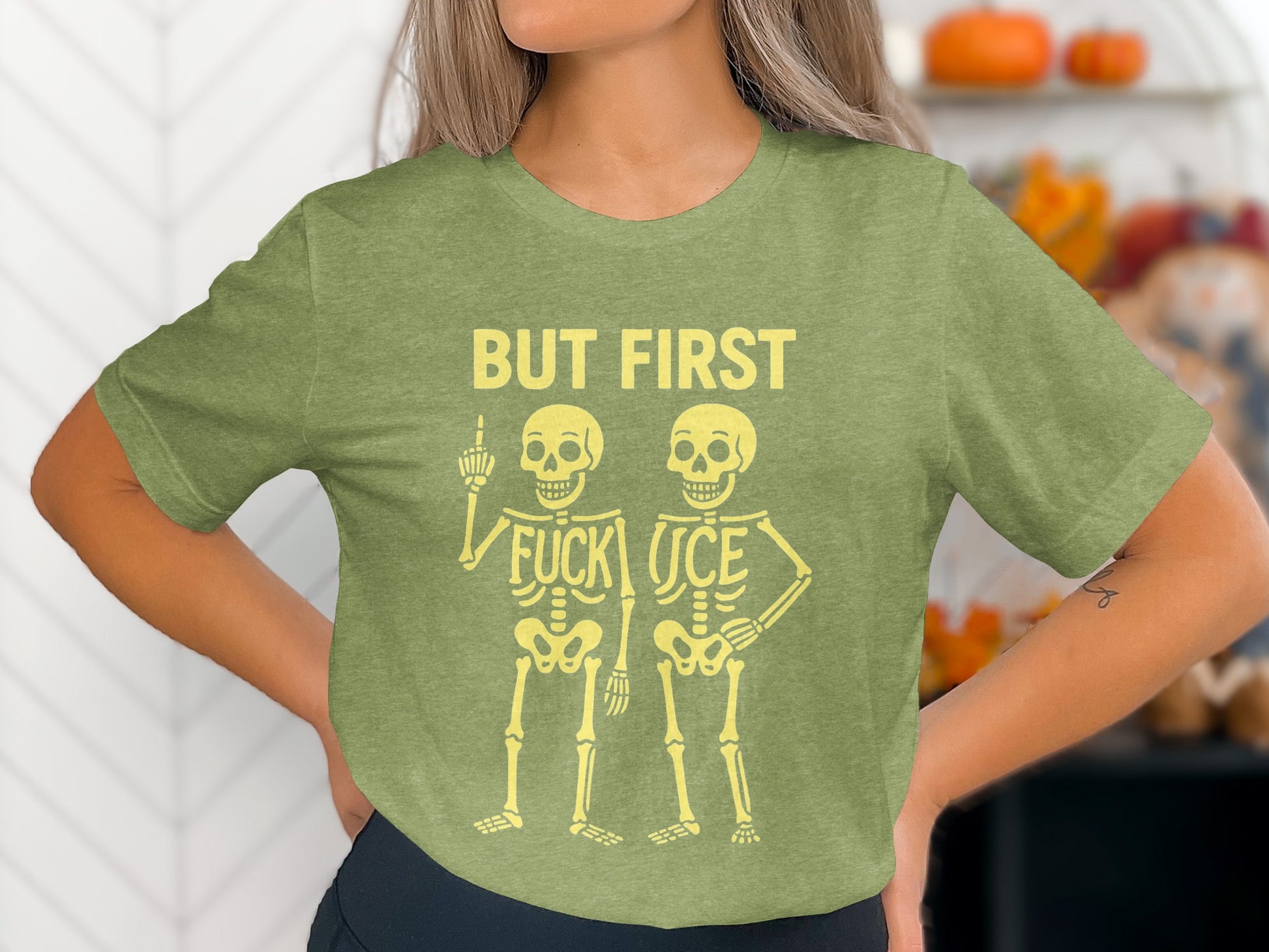 But First Skeleton Middle Finger Graphic Shirt product type