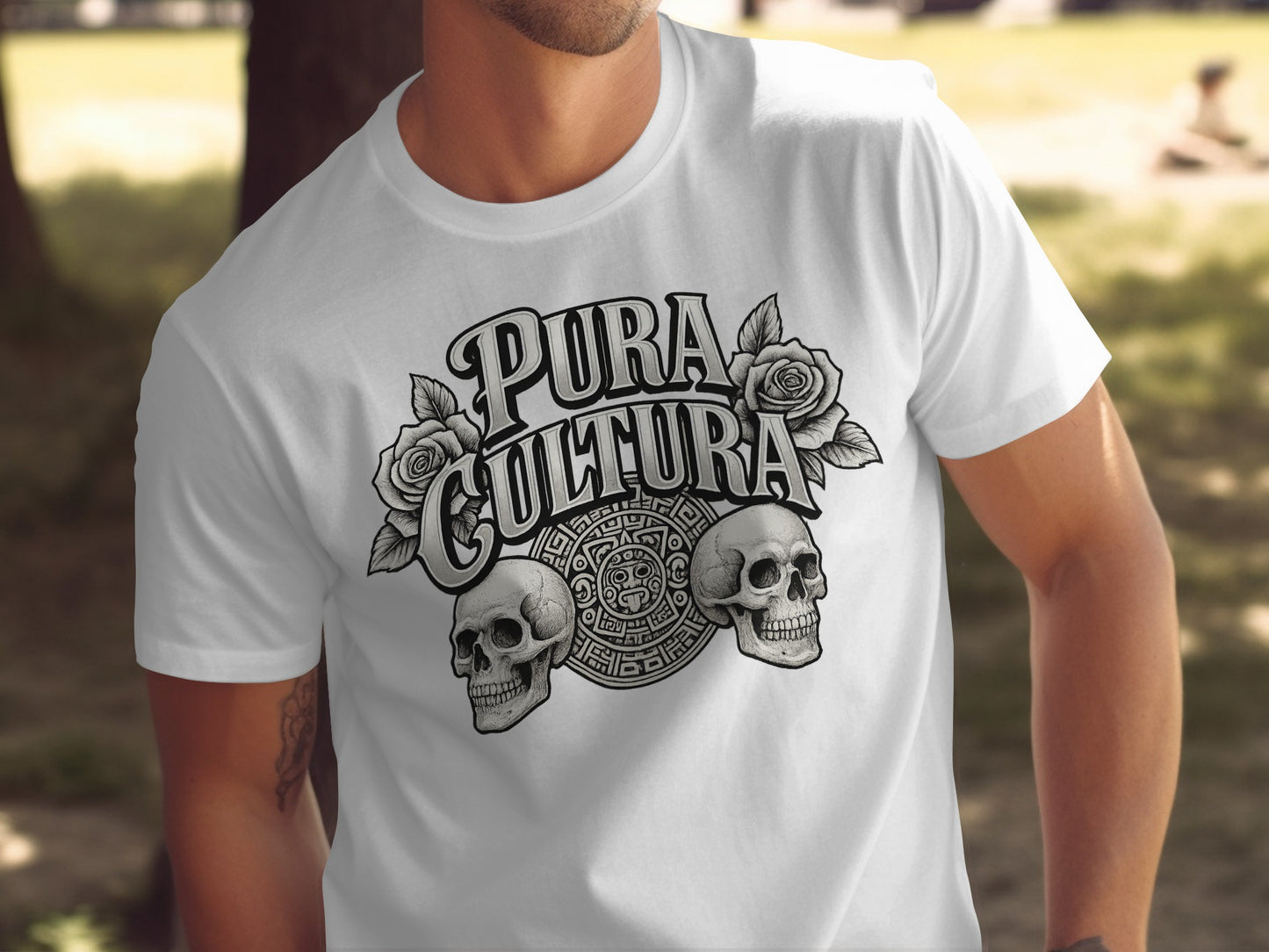 Pura Cultura Skull Design with Roses T-shirt product